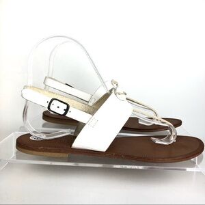 Joie A La Plage Bastia White Leather Knot Buckle Sandals Sz 37